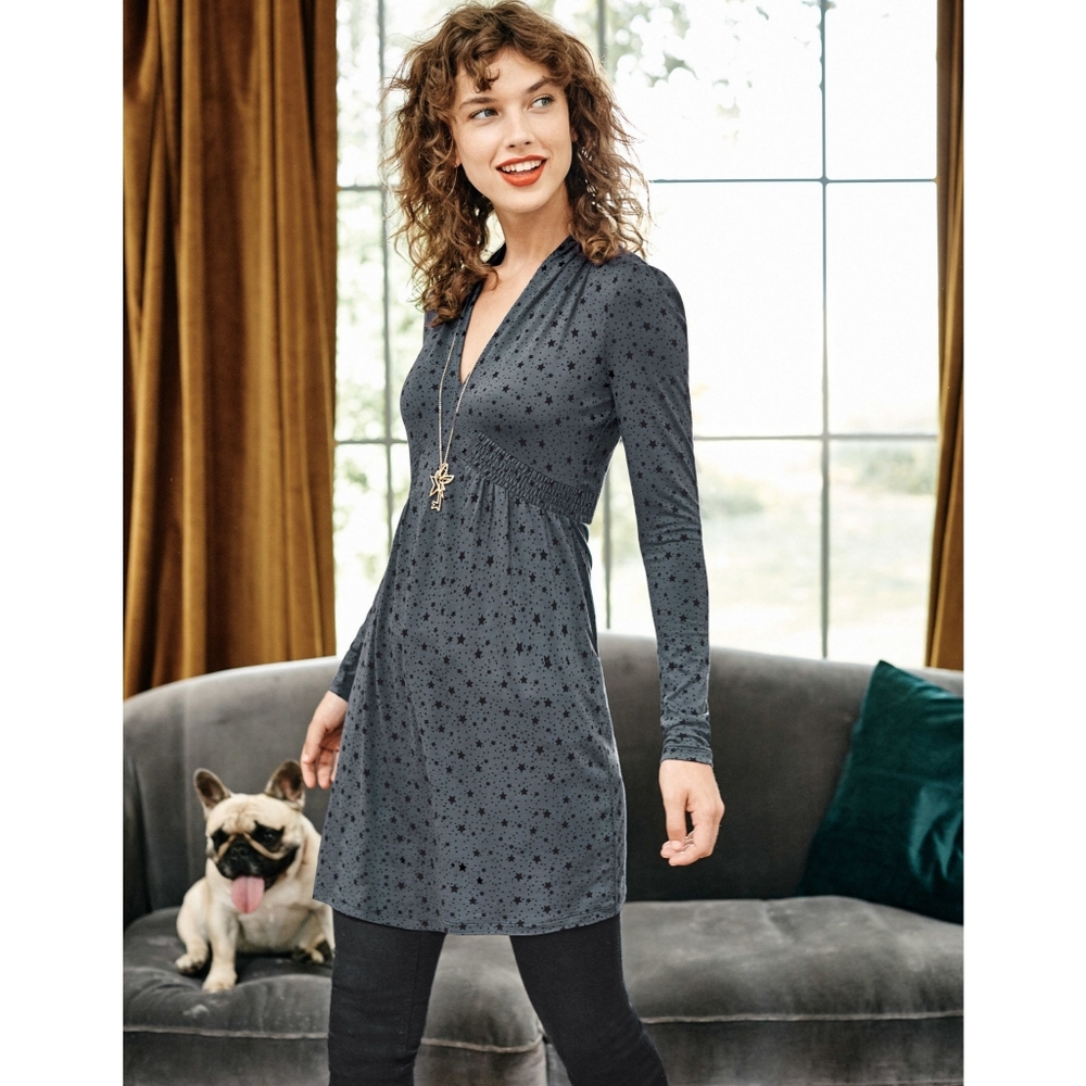 Boden Betty Jersey Tunic Stormy Night Stardust
